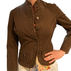 𝅺lole BROWN STRETCH DENIM JACKET - Size Medium